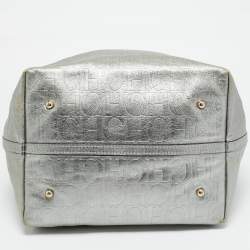 مملوكة مسبقًا Carolina Herrera Matryoshka Metallic Grey Monogram Leather Tote