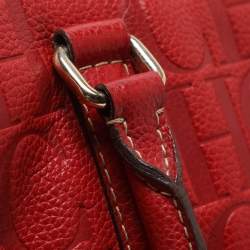 مملوكة مسبقًا CH Carolina Herrera Matteo Red Monogram Embossed Leather Tote