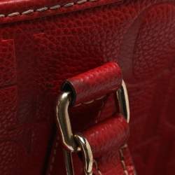 مملوكة مسبقًا CH Carolina Herrera Matteo Red Monogram Embossed Leather Tote