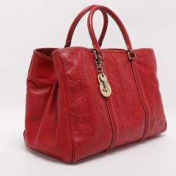 مملوكة مسبقًا CH Carolina Herrera Matteo Red Monogram Embossed Leather Tote