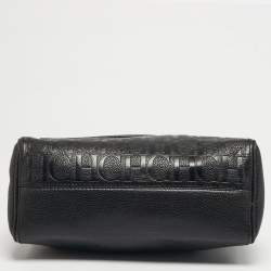 Pre Owned حقيبة سي أتـش كارولينا هيريرا مينييتو جلد أسود منوغرامي منقوش يد علوية