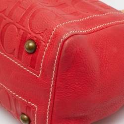 مملوكة مسبقًا حقيبة يد توتس سي إتش كارولينا هيريرا أندي جلد مونوغرامي أحمر