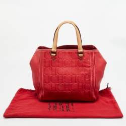 مملوكة مسبقًا حقيبة يد توتس سي إتش كارولينا هيريرا أندي جلد مونوغرامي أحمر