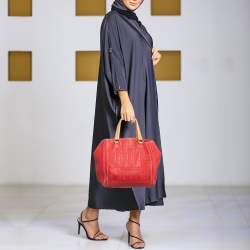 مملوكة مسبقًا حقيبة يد توتس سي إتش كارولينا هيريرا أندي جلد مونوغرامي أحمر