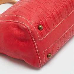 مملوكة مسبقًا حقيبة يد توتس سي إتش كارولينا هيريرا أندي جلد مونوغرامي أحمر