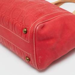 مملوكة مسبقًا حقيبة يد توتس سي إتش كارولينا هيريرا أندي جلد مونوغرامي أحمر