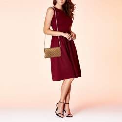 مملوكة مسبقًا CH Carolina Herrera Gold Quilted Leather Flap Shoulder Bag