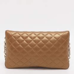 مملوكة مسبقًا CH Carolina Herrera Gold Quilted Leather Flap Shoulder Bag