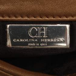 مملوكة مسبقًا CH Carolina Herrera Gold Quilted Leather Flap Shoulder Bag