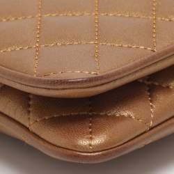 مملوكة مسبقًا CH Carolina Herrera Gold Quilted Leather Flap Shoulder Bag