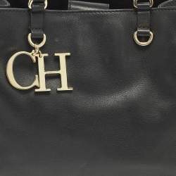 مملوكة مسبقًا CH Carolina Herrera Black Leather Charm Tote