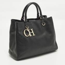 مملوكة مسبقًا CH Carolina Herrera Black Leather Charm Tote