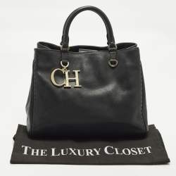 مملوكة مسبقًا CH Carolina Herrera Black Leather Charm Tote