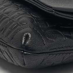 مملوكة مسبقًا حقيبة كتف بسلسلة قلاب بعقدة من جلد منقوش بشعار أسود سي إتش كارولينا هيريرا