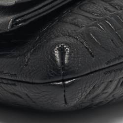 مملوكة مسبقًا حقيبة كتف بسلسلة قلاب بعقدة من جلد منقوش بشعار أسود سي إتش كارولينا هيريرا