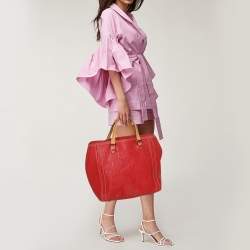 مملوكة مسبقًا حقيبة يد سي أتش كارولينا هيريرا حمراء / بيج منقوشة بالشعار جلد