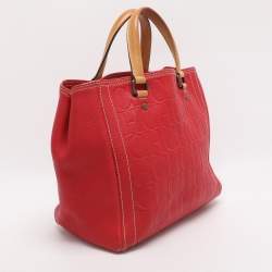 مملوكة مسبقًا حقيبة يد سي أتش كارولينا هيريرا حمراء / بيج منقوشة بالشعار جلد