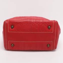 مملوكة مسبقًا حقيبة يد سي أتش كارولينا هيريرا حمراء / بيج منقوشة بالشعار جلد