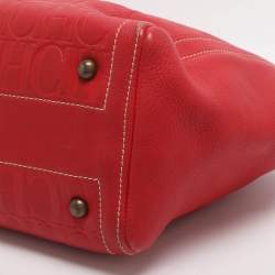 مملوكة مسبقًا حقيبة يد سي أتش كارولينا هيريرا حمراء / بيج منقوشة بالشعار جلد