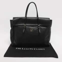 Pre Owned CH Carolina Herrera Adagio Tempo Collection Black Leather Tote