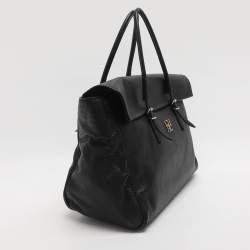 Pre Owned CH Carolina Herrera Adagio Tempo Collection Black Leather Tote