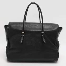 Pre Owned CH Carolina Herrera Adagio Tempo Collection Black Leather Tote