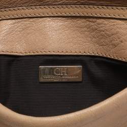 Pre Owned حقيبة كلتش كارولينا هيريرا سلسلة جلد مبطن بيج