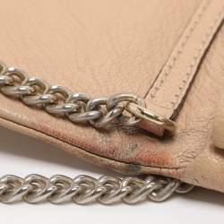 Pre Owned حقيبة كلتش كارولينا هيريرا سلسلة جلد مبطن بيج