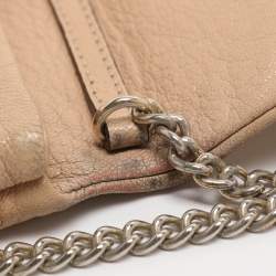 Pre Owned حقيبة كلتش كارولينا هيريرا سلسلة جلد مبطن بيج