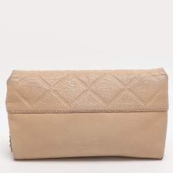 Pre Owned حقيبة كلتش كارولينا هيريرا سلسلة جلد مبطن بيج