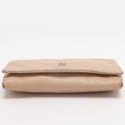 Pre Owned حقيبة كلتش كارولينا هيريرا سلسلة جلد مبطن بيج