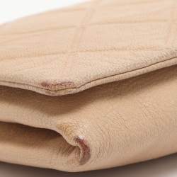 Pre Owned حقيبة كلتش كارولينا هيريرا سلسلة جلد مبطن بيج