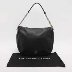 Pre Owned حقيبة هوبو كارولينا هيريرا سي إتش جلد أسود