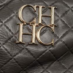 Pre Owned CH Carolina Herrera Pleated Chain Dark Brown Quilted Leather Satchel
