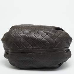 Pre Owned CH Carolina Herrera Pleated Chain Dark Brown Quilted Leather Satchel