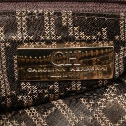 Pre Owned CH Carolina Herrera Pleated Chain Dark Brown Quilted Leather Satchel