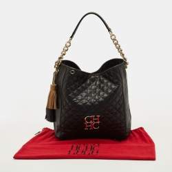 مملوكة مسبقًا CH Carolina Herrera Tassel Black Quilted Leather Hobo
