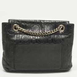 مملوكة مسبقًا حقيبة كتف سي إتش كارولينا هيريرا بأودي بفي بكعب جلد مونوجرامي أسود