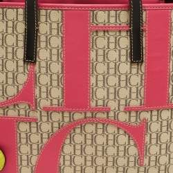 مملوكة مسبقًا حقيبة يد سي أتش كارولينا هيريرا قماش وشعار ثلاثي الألوان وجلد شوبر
