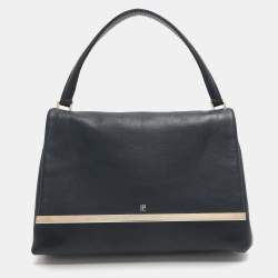 Pre Owned CH Carolina Herrera Camelot Blue Leather Top Handle Bag