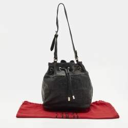 مملوكة مسبقًا حقيبة باكيت سي إتش كارولينا هيريرا جلد منقوش أسود برباط