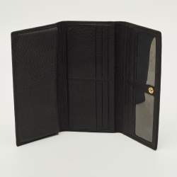 Pre Owned CH Carolina Herrera Black Monogram Embossed Leather Flap Continental Wallet