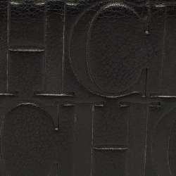Pre Owned CH Carolina Herrera Black Monogram Embossed Leather Flap Continental Wallet