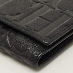 Pre Owned CH Carolina Herrera Black Monogram Embossed Leather Flap Continental Wallet