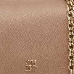 مملوكة مسبقًا حقيبة سي إتش كارولينا هيريرا مينييتو جلد بيج صغيرة ب يد علوية