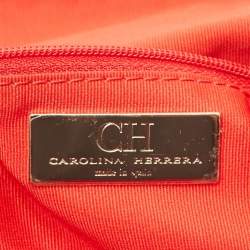 Pre Owned حقيبة كتف سي إتش كارولينا هيريرا جلد أزرق بحري مزخرف بفيونكة