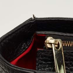 Pre Owned CH Carolina Herrera Tassel Top Zip Black Pebbled Leather Tote