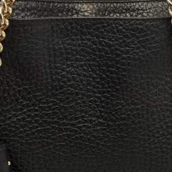 Pre Owned CH Carolina Herrera Tassel Top Zip Black Pebbled Leather Tote