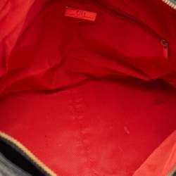 Pre Owned CH Carolina Herrera Tassel Top Zip Black Pebbled Leather Tote