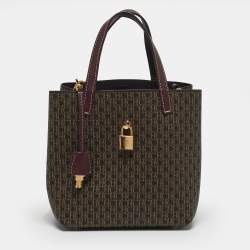 Pre Owned CH Carolina Herrera Matryoshka Padlock Brown/Burgundy Monogram Coated Canvas Tote